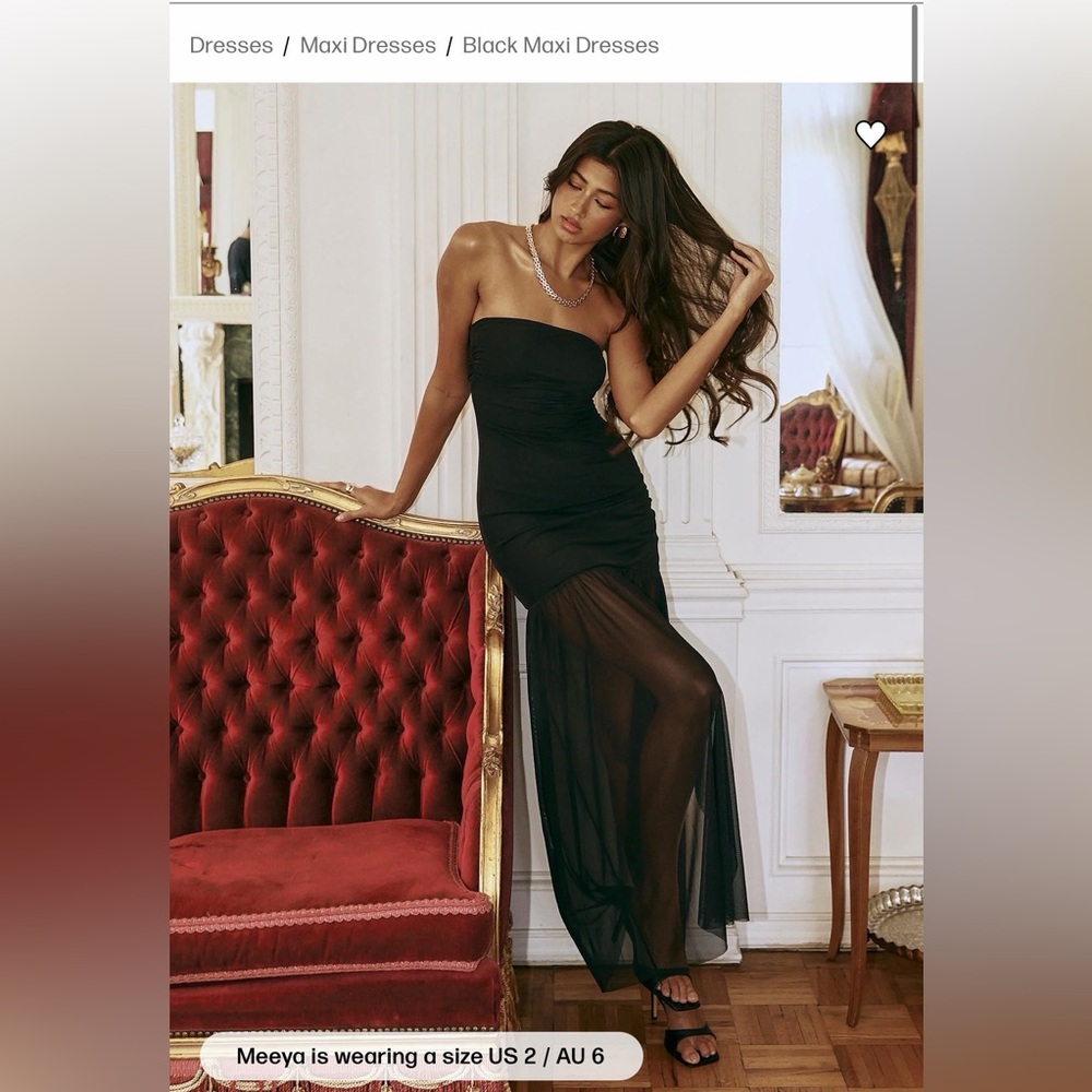 Princess Polly Strapless Black Maxi Gown